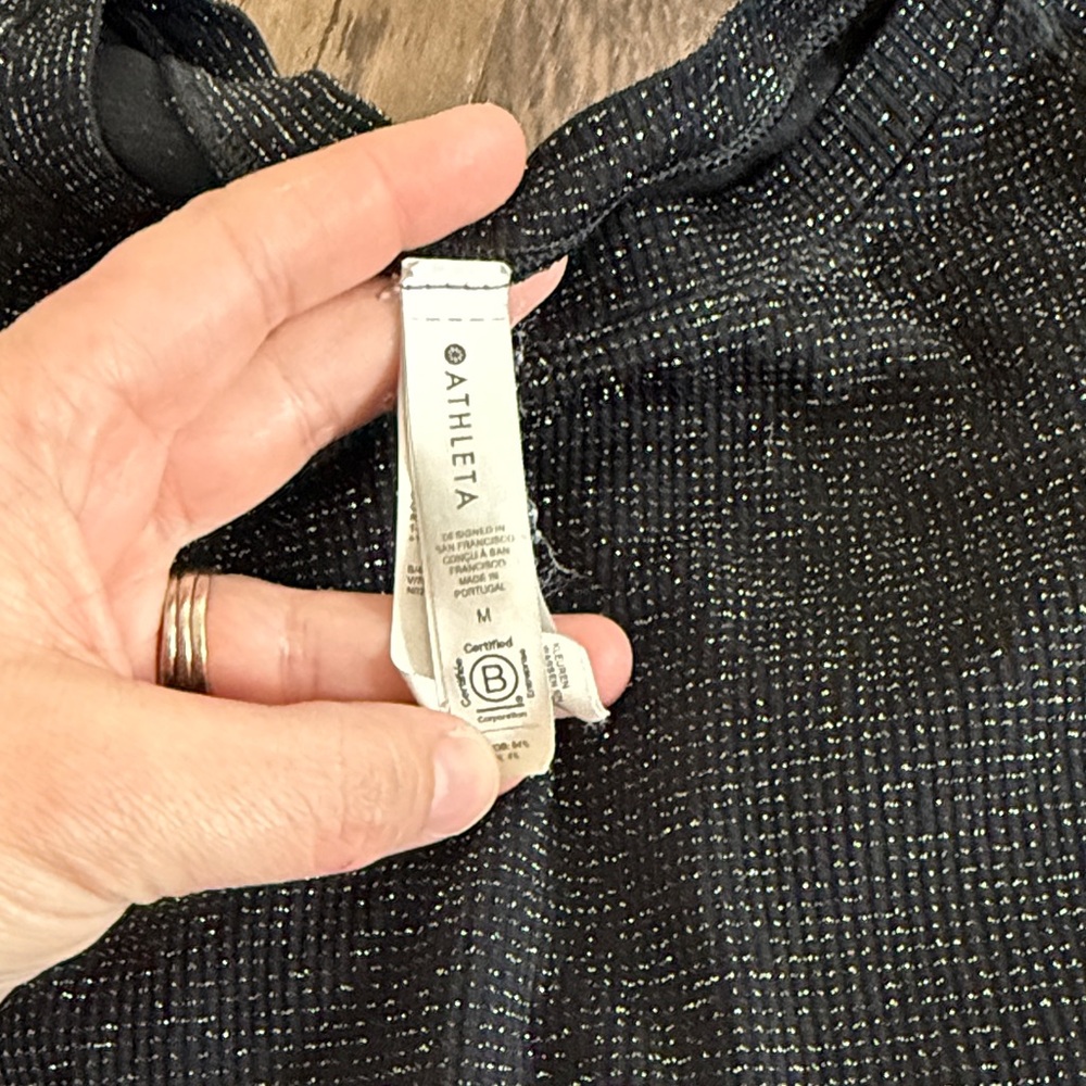 Athleta Shimmering Black Long Sleeve Top - Picture 2 of 4